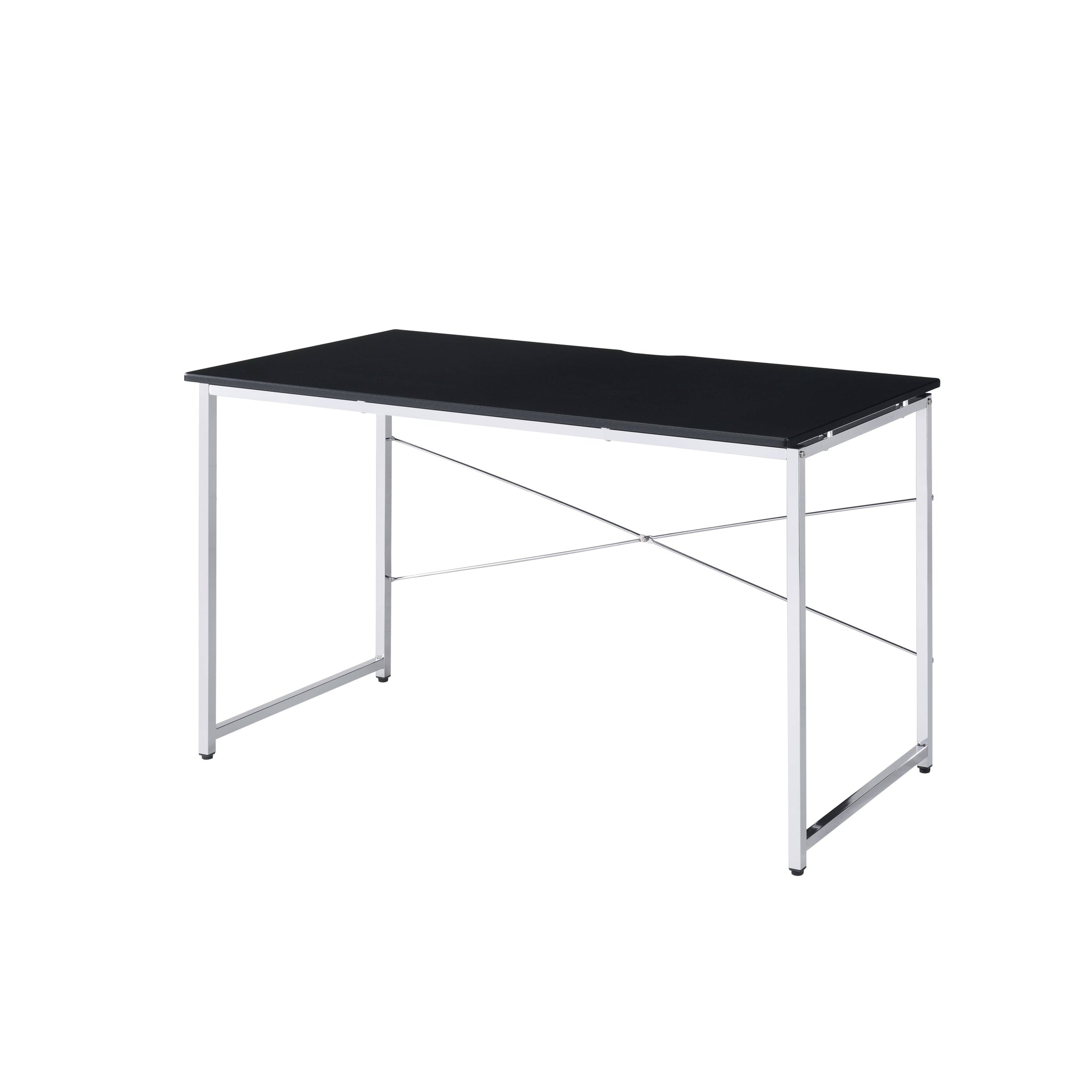 Black And Chrome Writing Desk With Sled Base Black Silver Writting Desk Office Modern Rectangular Desk Wood Metal Sled