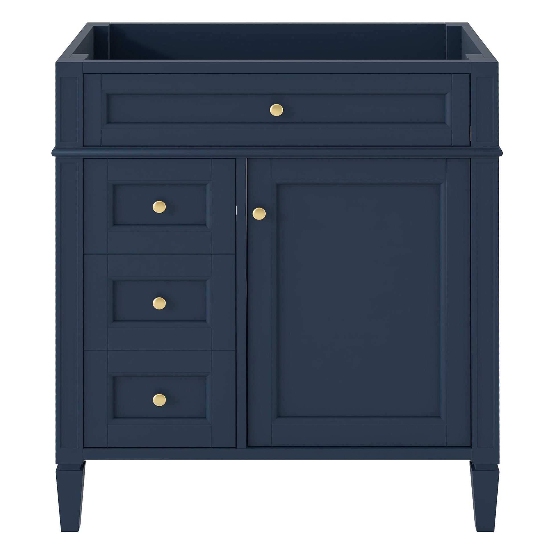 30'' Bathroom Vanity Without Top Sink, Modern Bathroom Storage Cabinet With 2 Drawers And A Tip Out Drawer Not Include Basin Blue Bathroom Solid Wood Mdf