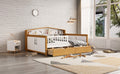 Full Size House Shape Daybed With Two Drawers And Bookcase Headboard Wooden Bed For Girls Boys Teens, No Box Spring Needed, Walnut And White Box Spring Not Required Full White Walnut Wood Bedroom Cute Pine Bed Frame Wood