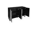 Carved 4 Door Sideboard Sideboard Buffet Cabinet With Storage Black And White Striped Sideboardmodern Coffee Bar Cabinet With Adjustable Shelf For Living Room Diningroom Kitchen Black Modern Mdf