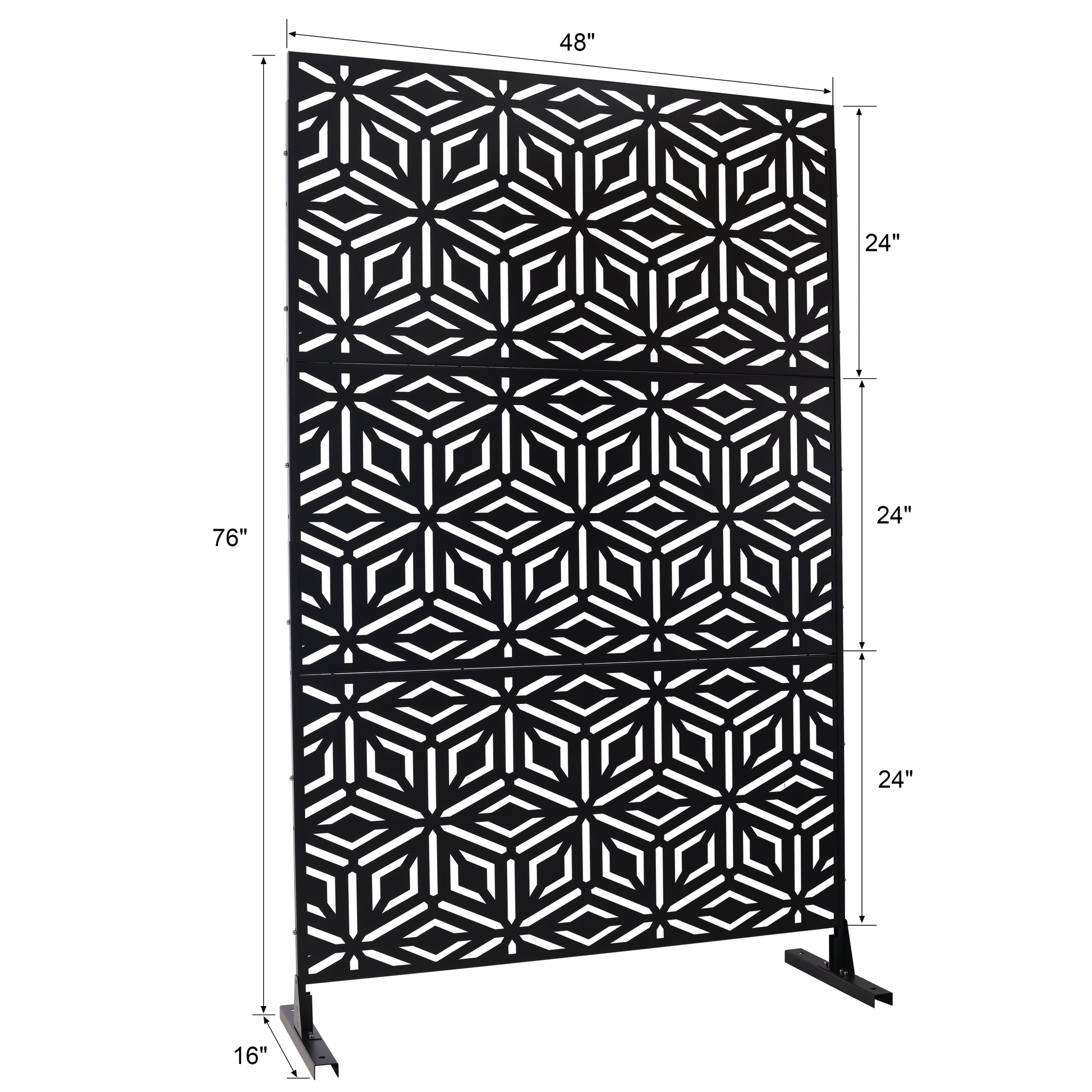 Outdoor & Indoor Privacy Screen Metal Privacy Screen 76" H 48" W, Freestanding Decorative Privacy Screen For Deck Balcony Patio, Privacy Fence Panels For Outside Lawn Garden Ps115 Black Black Steel