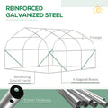 Outsunny 11.5' X 10' X 6.5' Walk In Tunnel Greenhouse, Green House With Zippered Mesh Door, 7 Mesh Windows & Roll Up Sidewalls, Upgraded Gardening Plant Hot House With Galvanized Steel Hoops, White White Steel