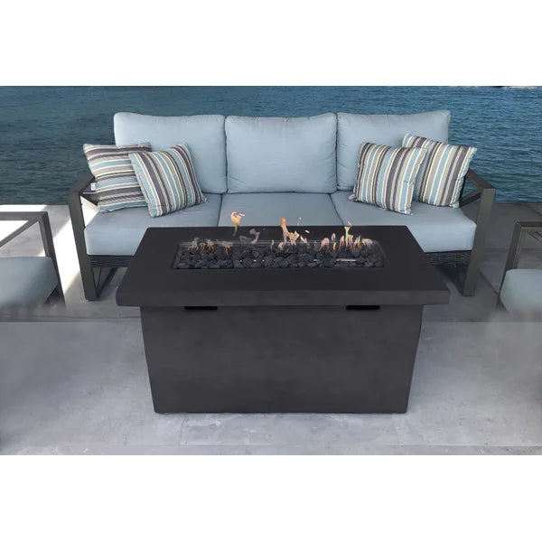 25" H X 42" W Fiber Reinforced Concrete Propane Outdoor Fire Pit Table Charcoal Garden & Outdoor Modern Stone Concrete