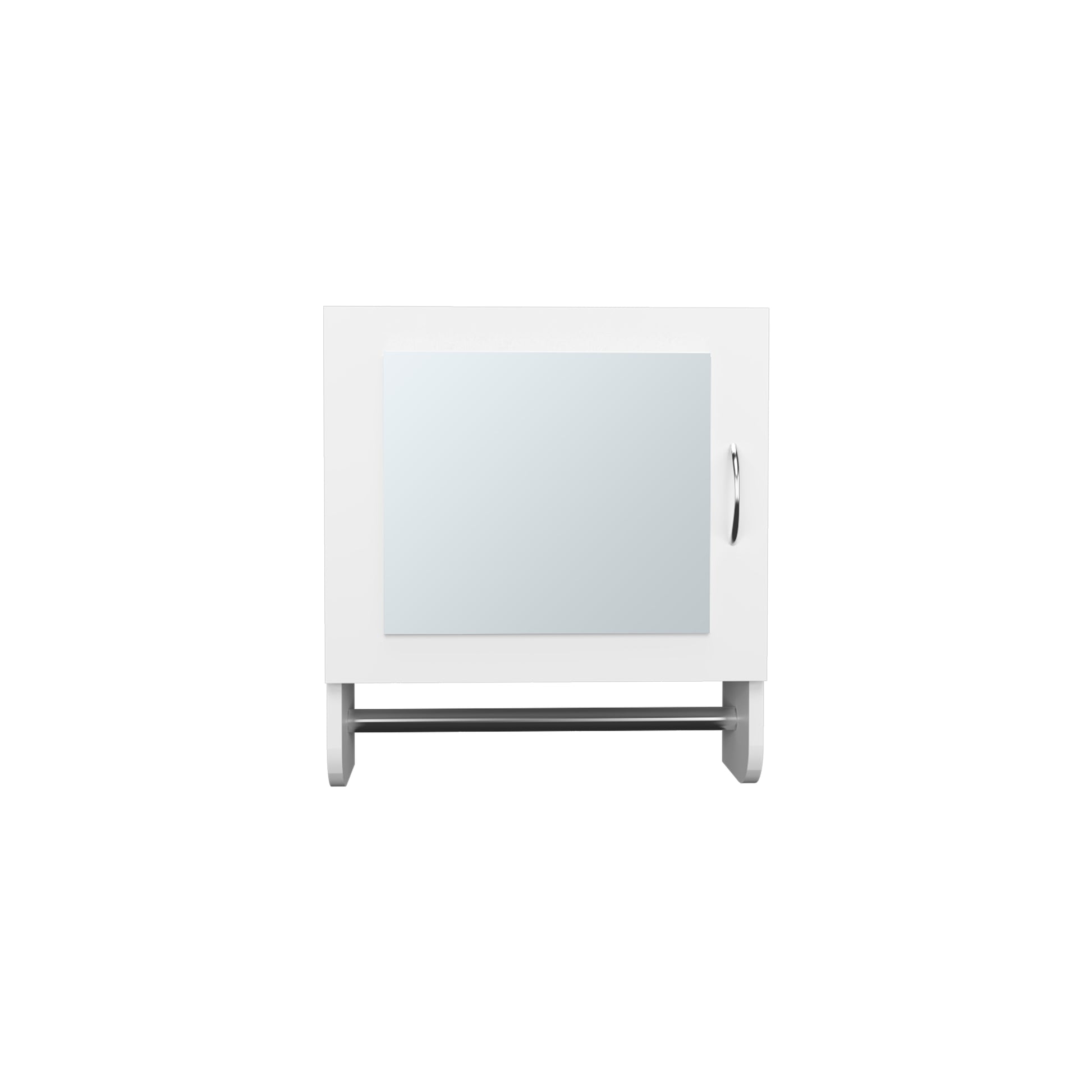 Botiq 19.7" H X 17.7" W Mirror Medicine Cabinet With Towel Rack White, One Door With Two Interior Shelves For Bathroom, Kitchen White White Particle Board