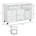 Homcom Printer Stand Home Office Mobile Cabinet Organizer Desktop With Caster Wheels, 2 Locking Breaks And Drawer, White White Particle Board