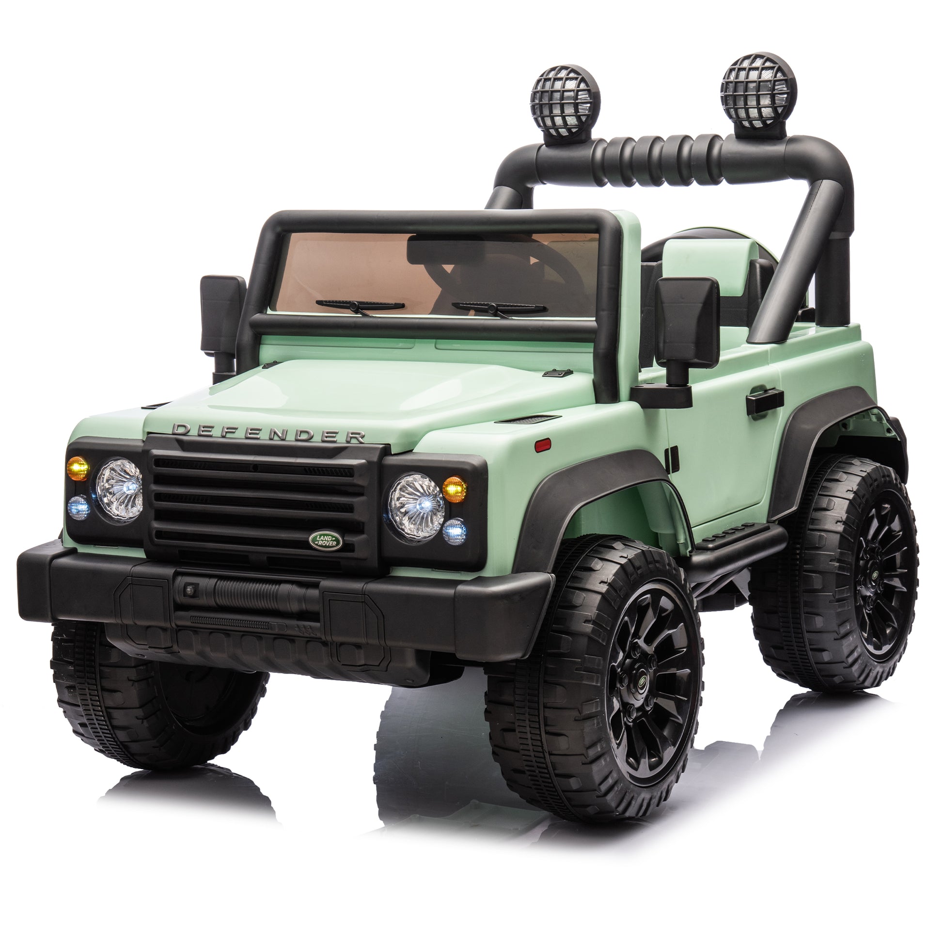 Licensed Land Rover Defender Volta 5008 24V Kids Ride On Car W Parents Control,2Wd,Four Wheel Suspension,Bluetooth,Mp3,Music,Adjustable Volume,Power Display,Led Lights,Speeds 1.86 3.11Mph For Kids 3 7 Green Polypropylene