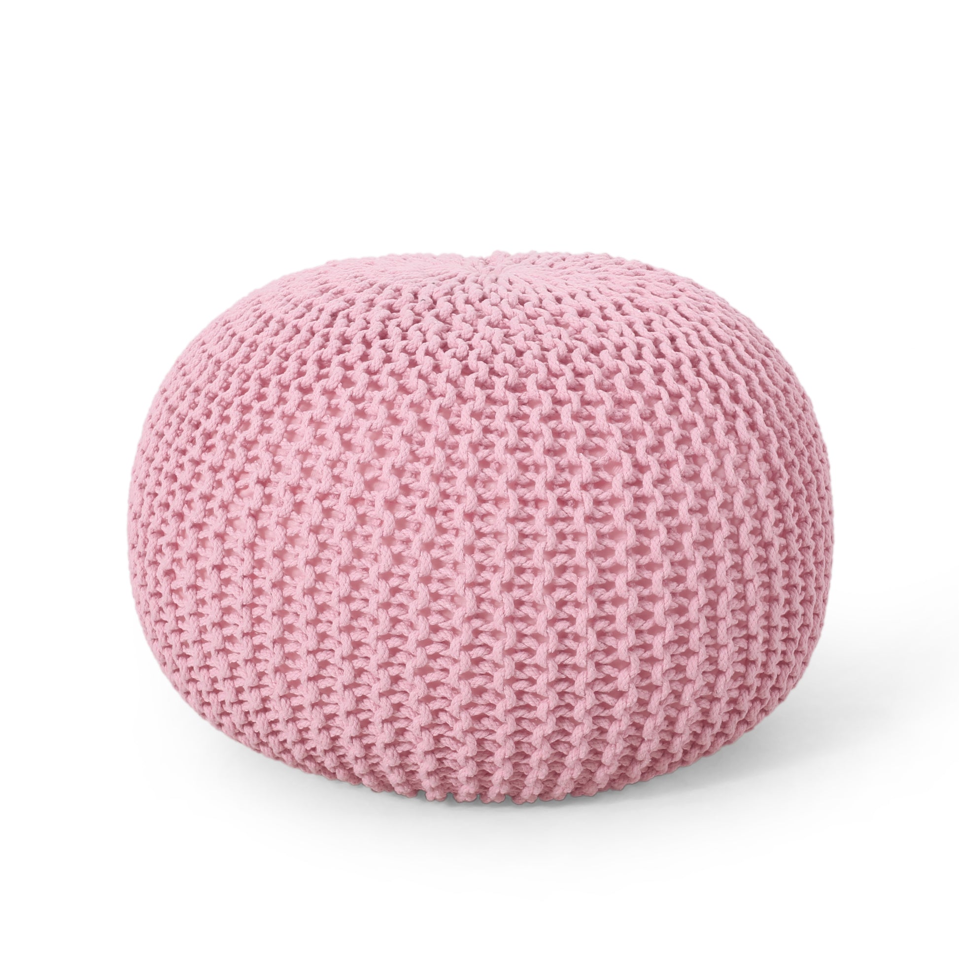 Knited Pouf Pink Cotton