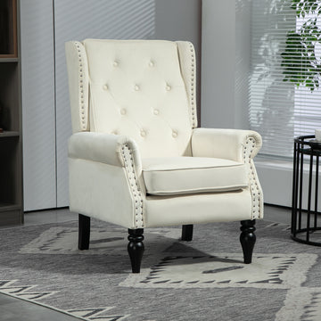 Coolmore Wood Frame Armchair, Modern Accent Chair Lounge Chair With Sturdy Wood Legs For Living Room Bedroom Beige Beige Primary Living Space Foam Velvet
