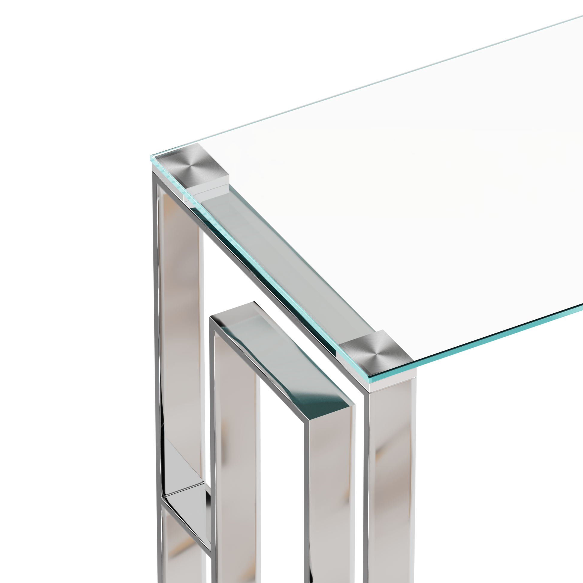 Console Table Stainless Steel Glass,Meal Side Table Silvery Clear Bs 02 S Silver,Transparent Primary Living Space Modern Stainless Steel