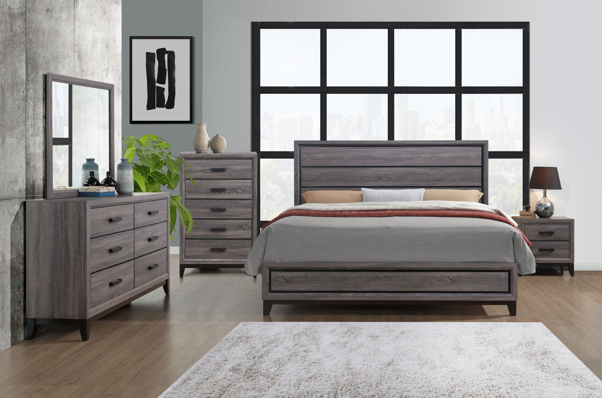 Mirage Foil Grey Dresser Black Gray Rubber Wood Mirage Foil Grey Dresser Black Gray Rubber Wood