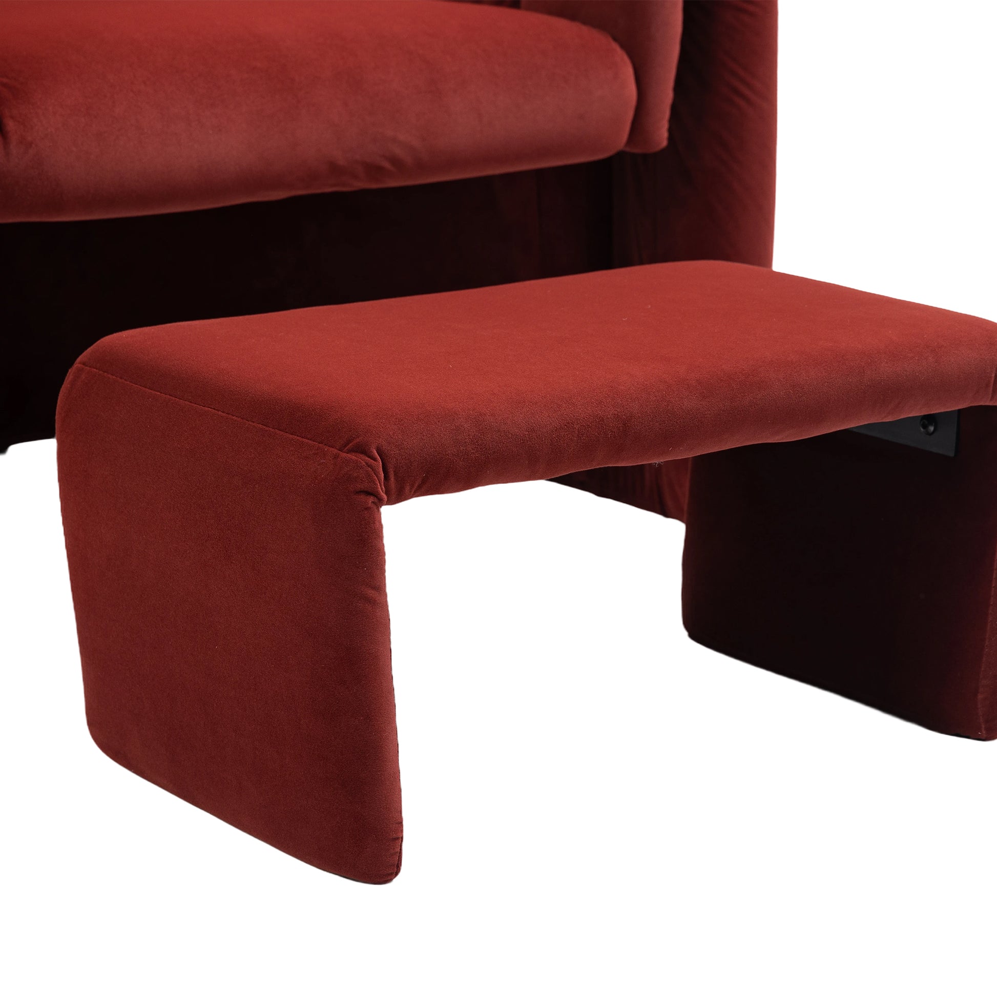 Coolmore Accent Chair With Ottoman, Mid Century Modern Barrel Chair Upholstered Club Tub Round Arms Chair For Living Room Bedroom Office Wine Red Velvet Wine Red Foam Velvet