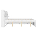 Full Size Wooden Led Platform Bed With Trundle, With Storage Headboard, With Drawers, White Full White Plywood