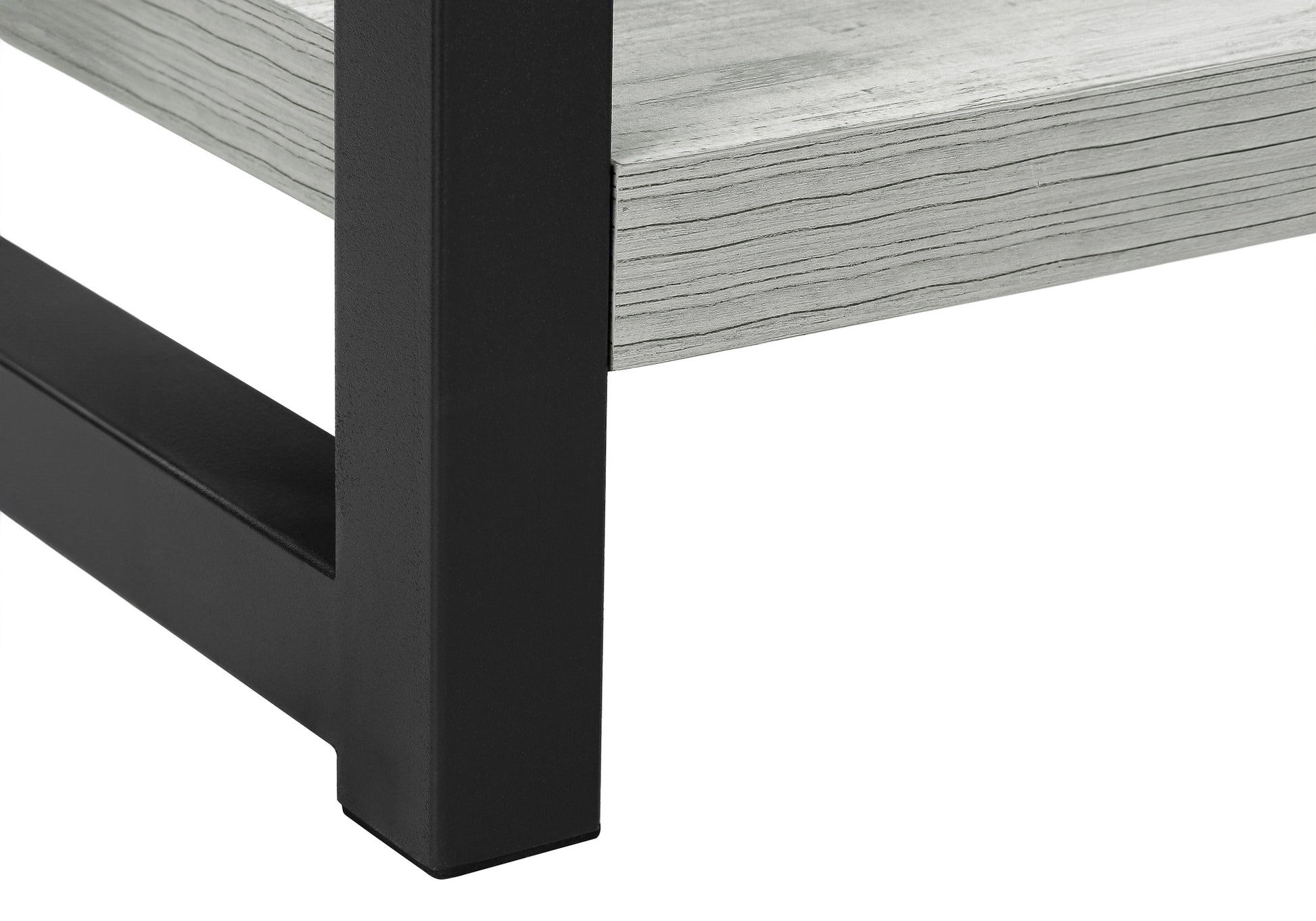 Accent Table, Side, End, Narrow, Small, 2 Tier, Living Room, Bedroom, Grey Laminate, Black Metal, Contemporary, Modern Grey Particle Board