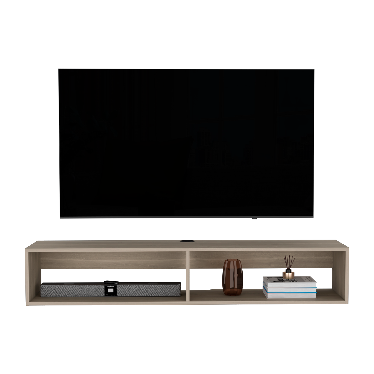 Floating Tv Stand Moore, Living Room, White Oak White Oak 60 69 Inches Engineered Wood