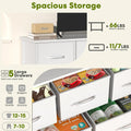 5 Drawers Dresser For Bedroom, Kidsroom Furniture, Wide Chest Of Drawers, Storage Organizer Units With Fabric Bins For Closet, White, Metal Frame, Waterproof Wood Top, Adjustable Feet White Wood