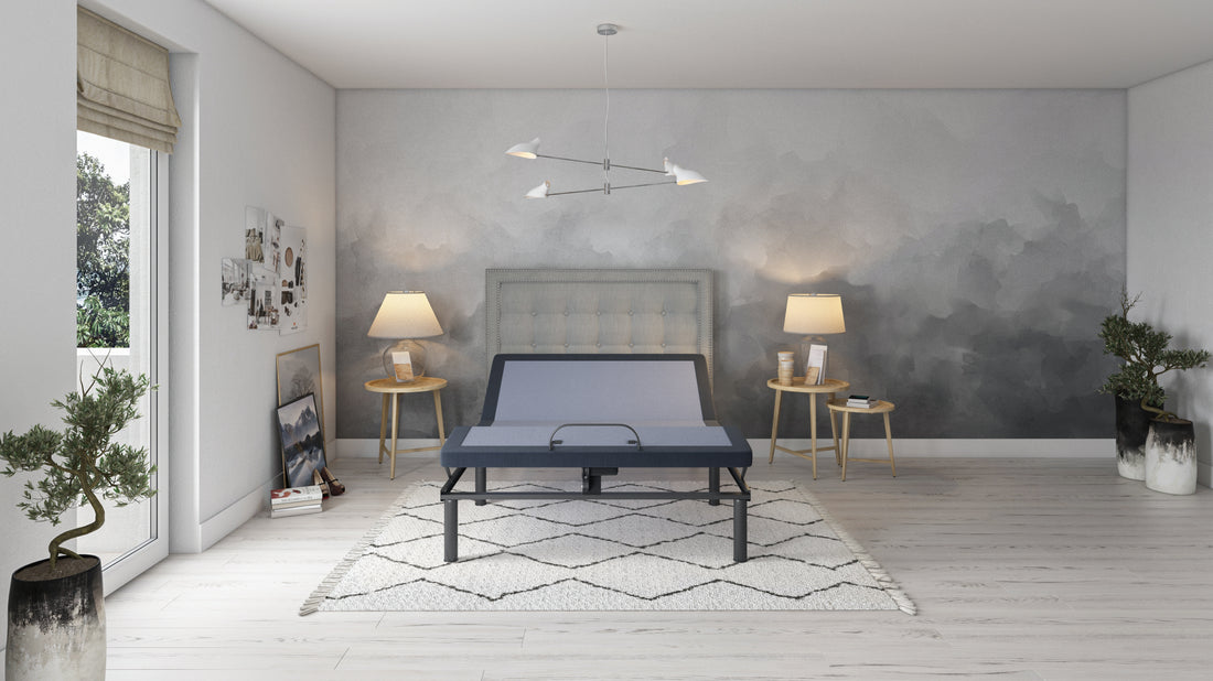 Bt3000 Queen Adjustable Bed Base With Head And Foot Position Adjustment Box Spring Not Required Queen Blue Grey Steel