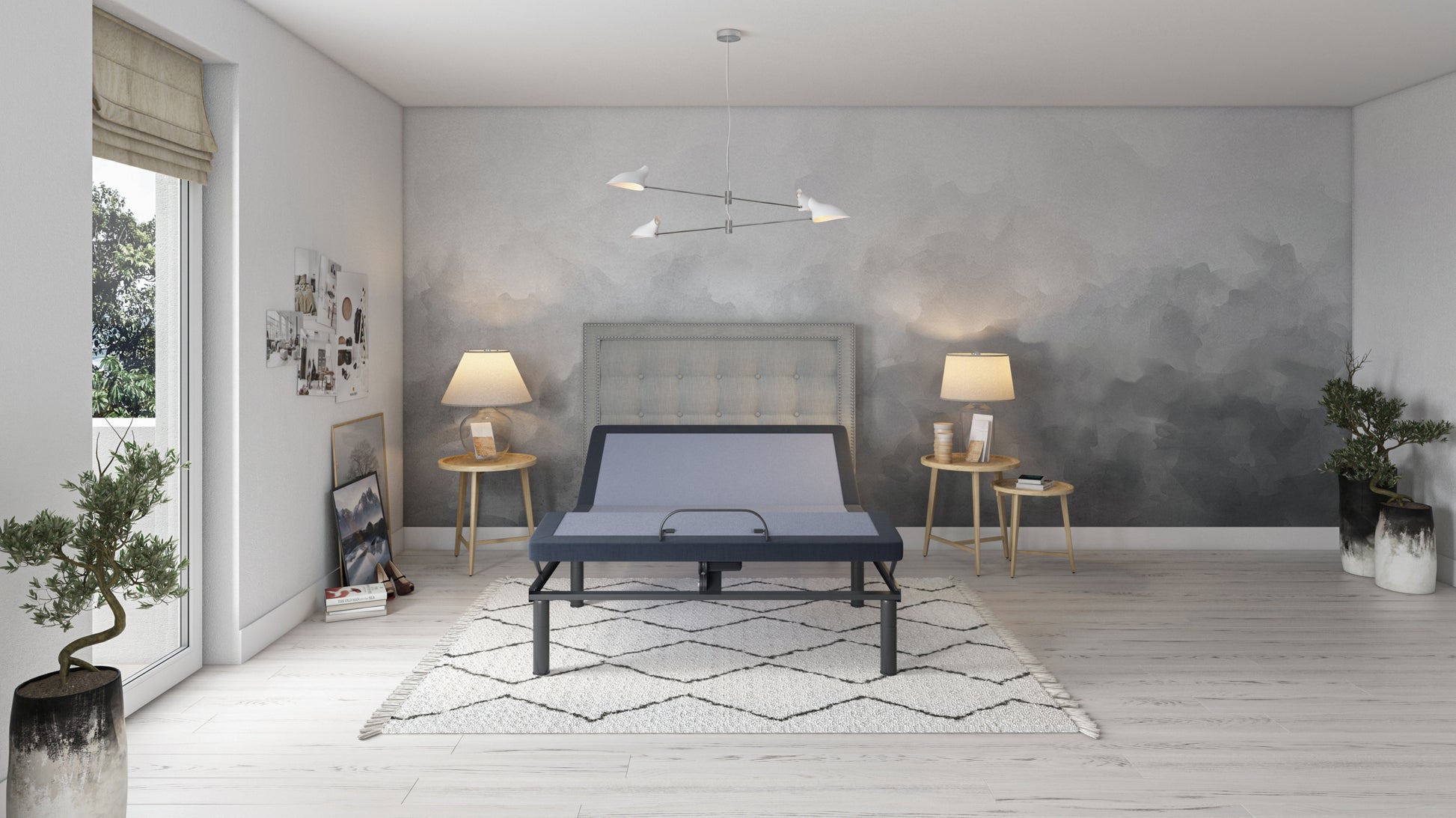 Bt3000 Queen Adjustable Bed Base With Head And Foot Position Adjustment Box Spring Not Required Queen Blue Grey Steel