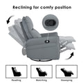 Rocking Recliner Chair,360 Degree Swivel Nursery Rocking Chair,Glider Chair,Modern Small Rocking Swivel Recliner Chair For Bedroom,Living Room Chair Home Theater Seat,Side Pocket Blue Gray Solid Blue Gray Light Brown Primary Living Space Foam Wipe Clean