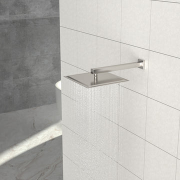 16" Wall Mounted Shower Arm With Flange, Brushed Nickel Brushed Nickel Stainless Steel