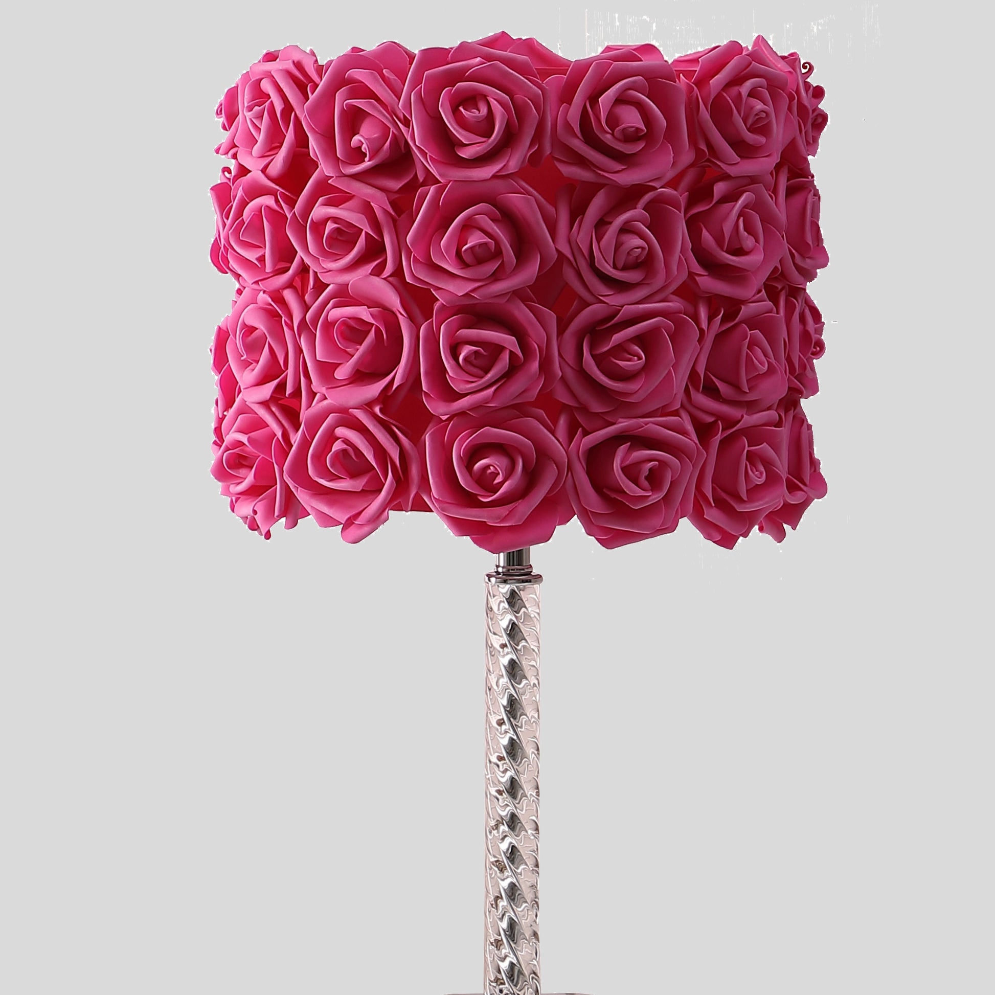 18.25" Red Roses In Bloom Acrylic Metal Table Lamp Multicolor Metal