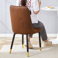 Brown Suede Like Velvet Dining Chair Set Two Pack Black Metal Legs,Dinning Chairs,Brown. Brown Black Metal