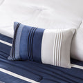 7 Piece Comforter Set Navy King King Navy Polyester