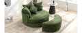 Orisfur. 360 Swivel Accent Barrel Chair With Storage Ottoman & 4 Pillows, Modern Chenille Leisure Chair Round Accent For Living Room, Green Green Foam Chenille