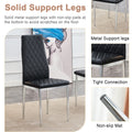Table And Chair Set.Large Modern Rectangular Table With Brown Glass Top And Silver Metal Legs. Paired With 4 Black Chairs With Checkered Armless High Back Pu Cushion And Silver Metal Legs. Black,Silver Seats 4 Glass Metal