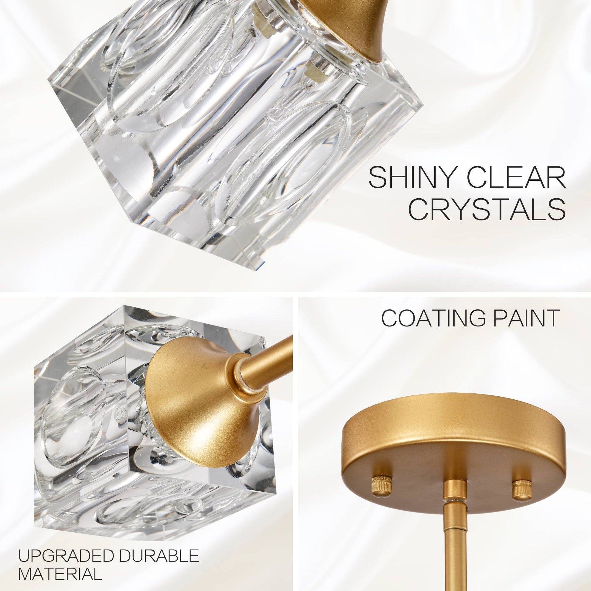 Modern Luxurious Crystal Ceiling Light, 6 Lights G9 Bulb Modern Crystal Ceiling Light For Dining Room, Pendant Lamp Ceiling Lighting For Living Bedroom Hall Balcony Matte Gold Gold American Design,Luxury,Modern,Vintage Metal Crystal