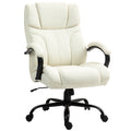 Vinsetto 500Lbs Big And Tall Office Chair With Wide Seat, Executive Computer Chair With Adjustable Height, Swivel Wheels And Linen Finish, Cream White Cream White Linen