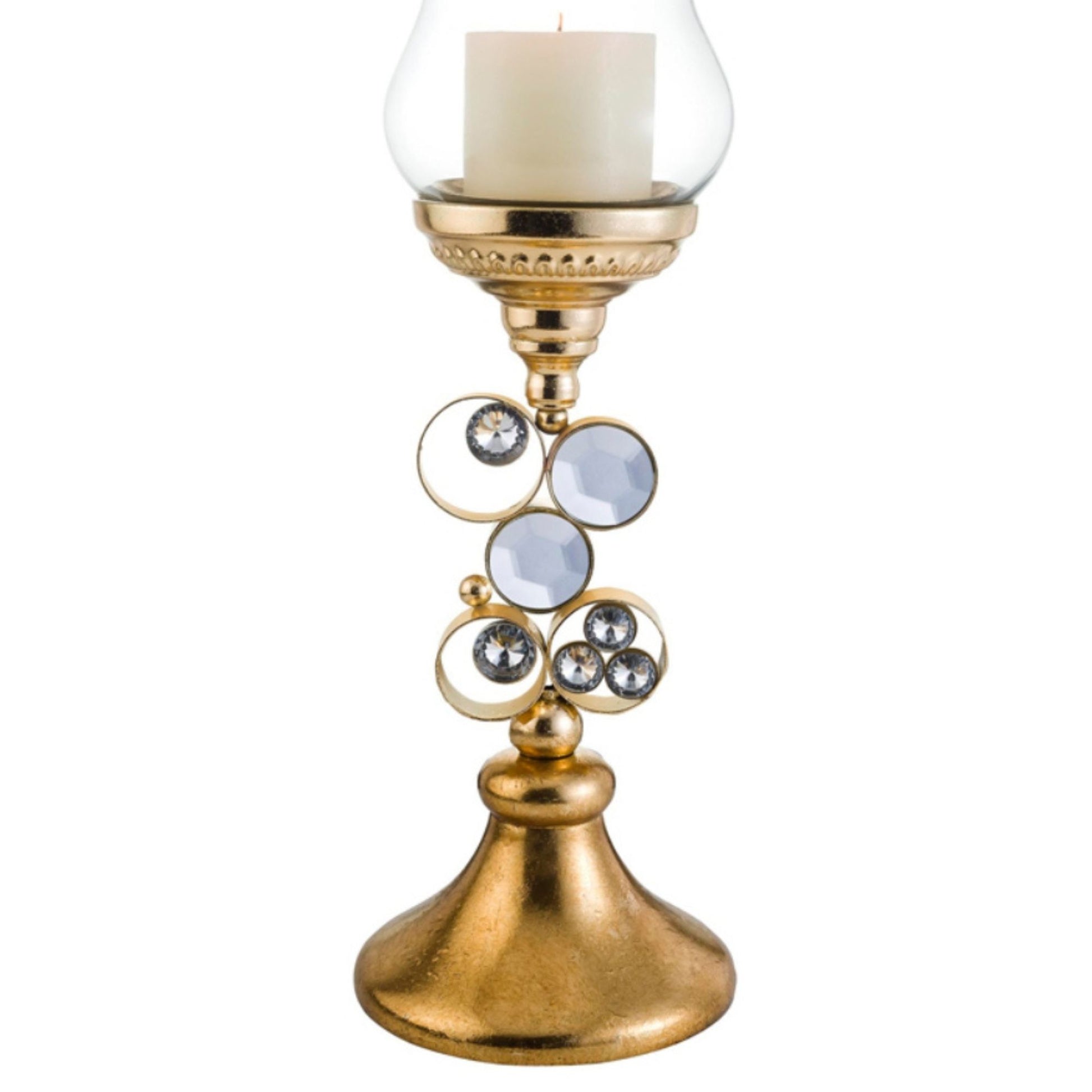 18" Tall Polyresin "Malha" Candleholder, Gold Finish Gold Polyresin