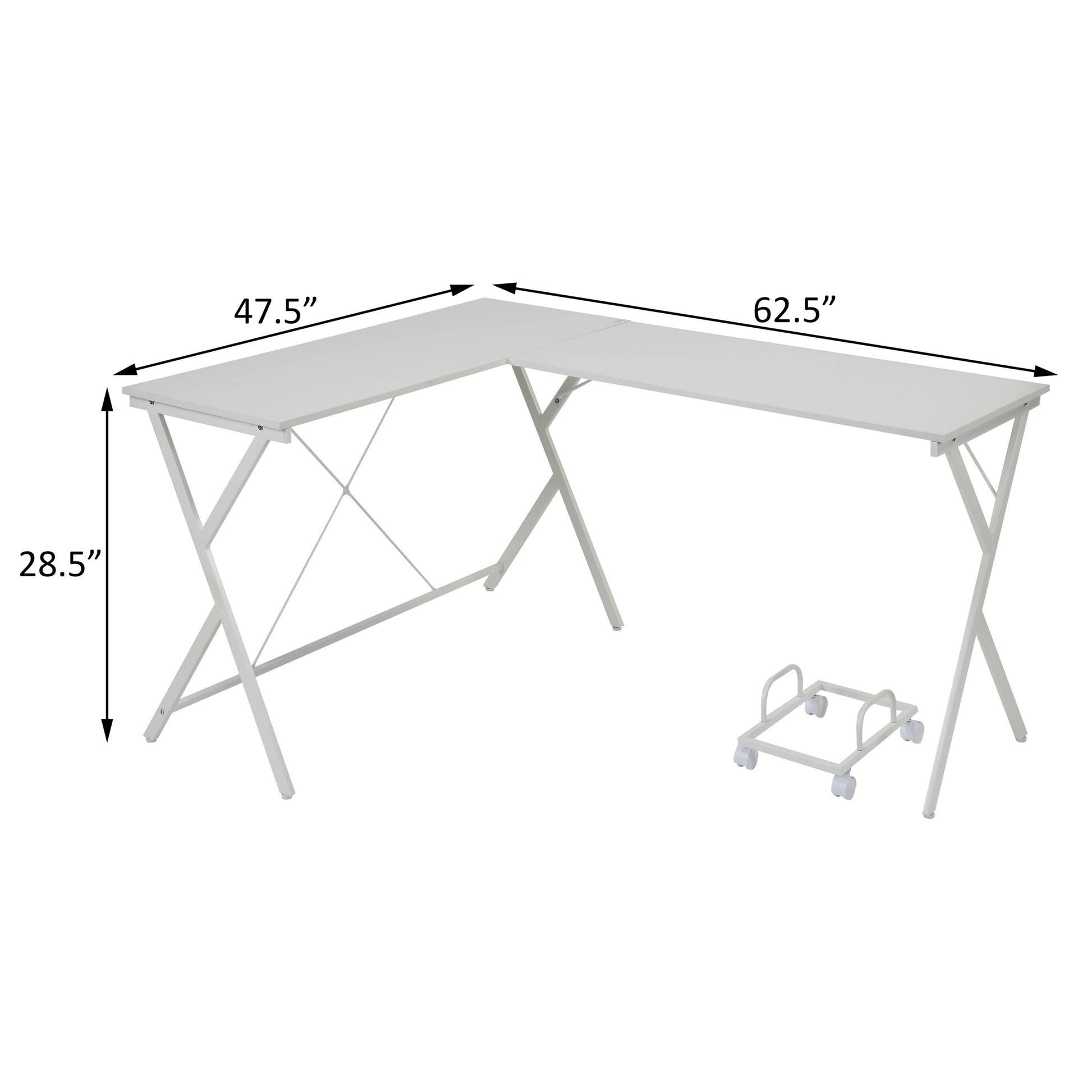 White L Shaped Computer Desk With Cpu Holder White Computer Desk Office Modern L Shape Desk Wood Metal