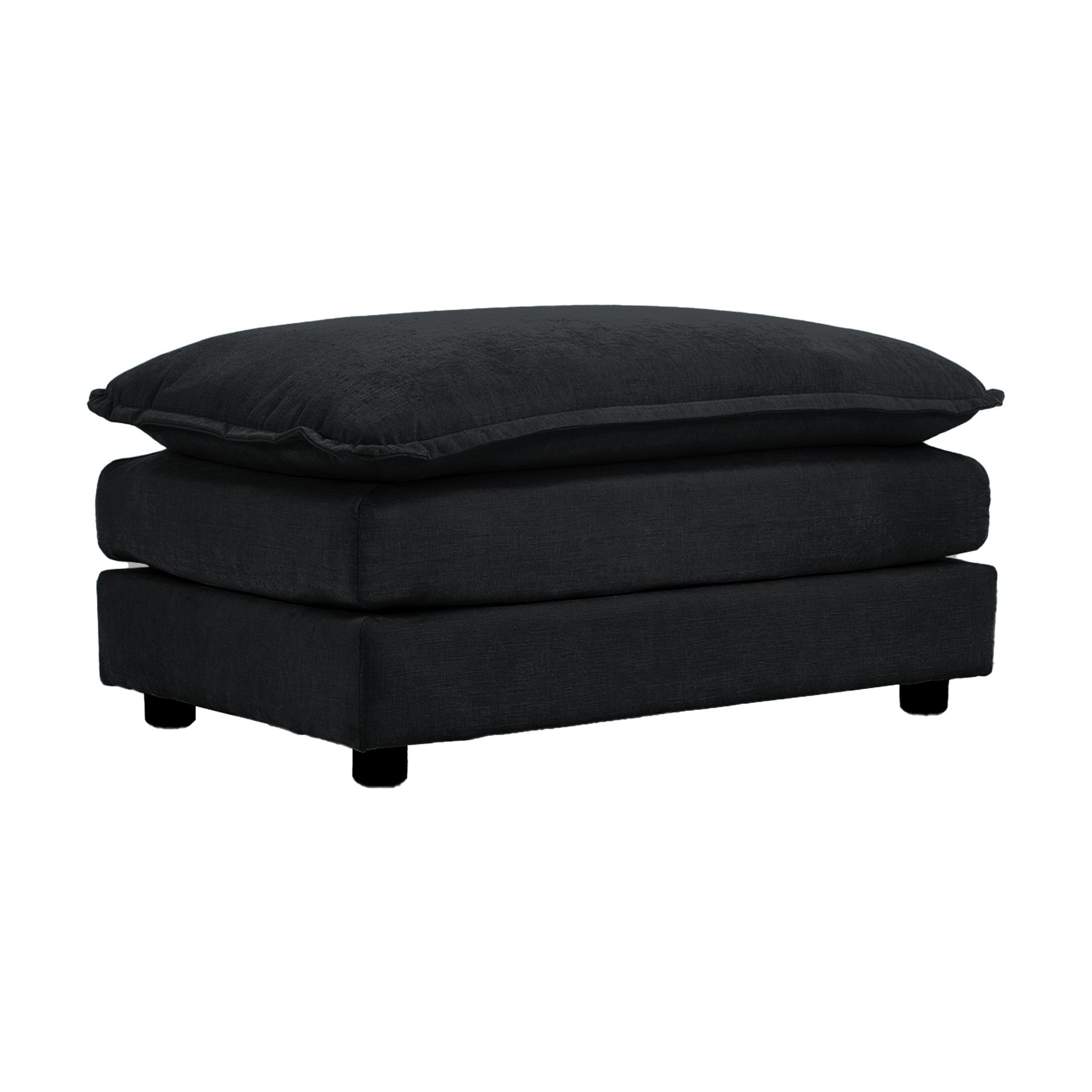 Free Combination Comfy Upholstery Modular Oversized L Shaped Sectional Sofa With Reversible Ottoman, Black Chenille Black Chenille 3 Seat