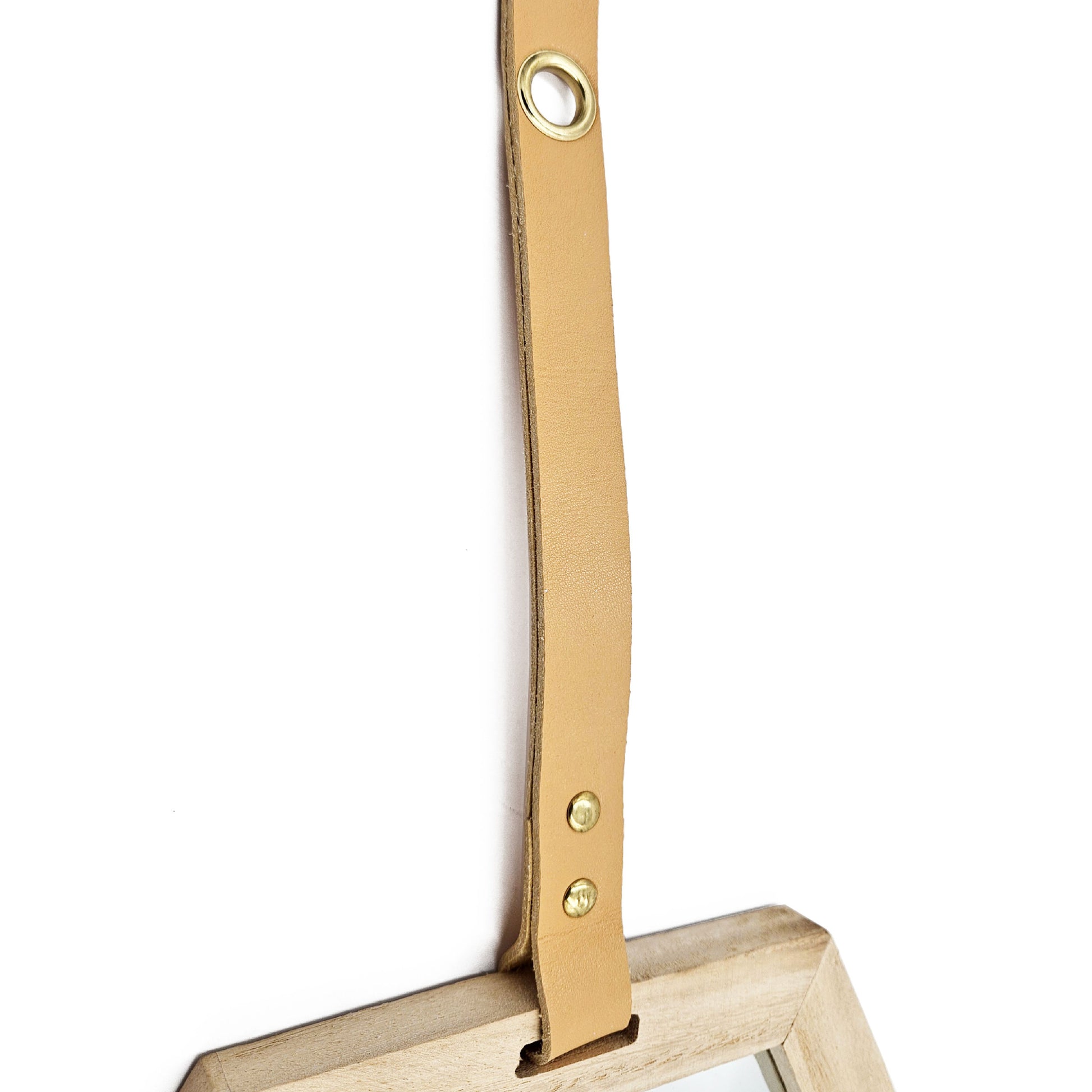 Harlan Hexagon Mirror, 11X10" Beige Brown Wood Glass