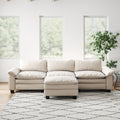 Living Room Furniture Luxury Sectional Sofa Couch With Ottoman Soft Velvet Upholstered Sofa Beige Beige Foam Velvet 3 Seat