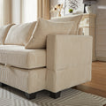 113.5'' Modular Sectiona Corduroy Sofa, Sectional Couches For Living Room U Shaped Sectional Couch With Storage Ottoman, 6 Seats Convertible Sectionals With Chaise Beige Corduroy 3 Seat
