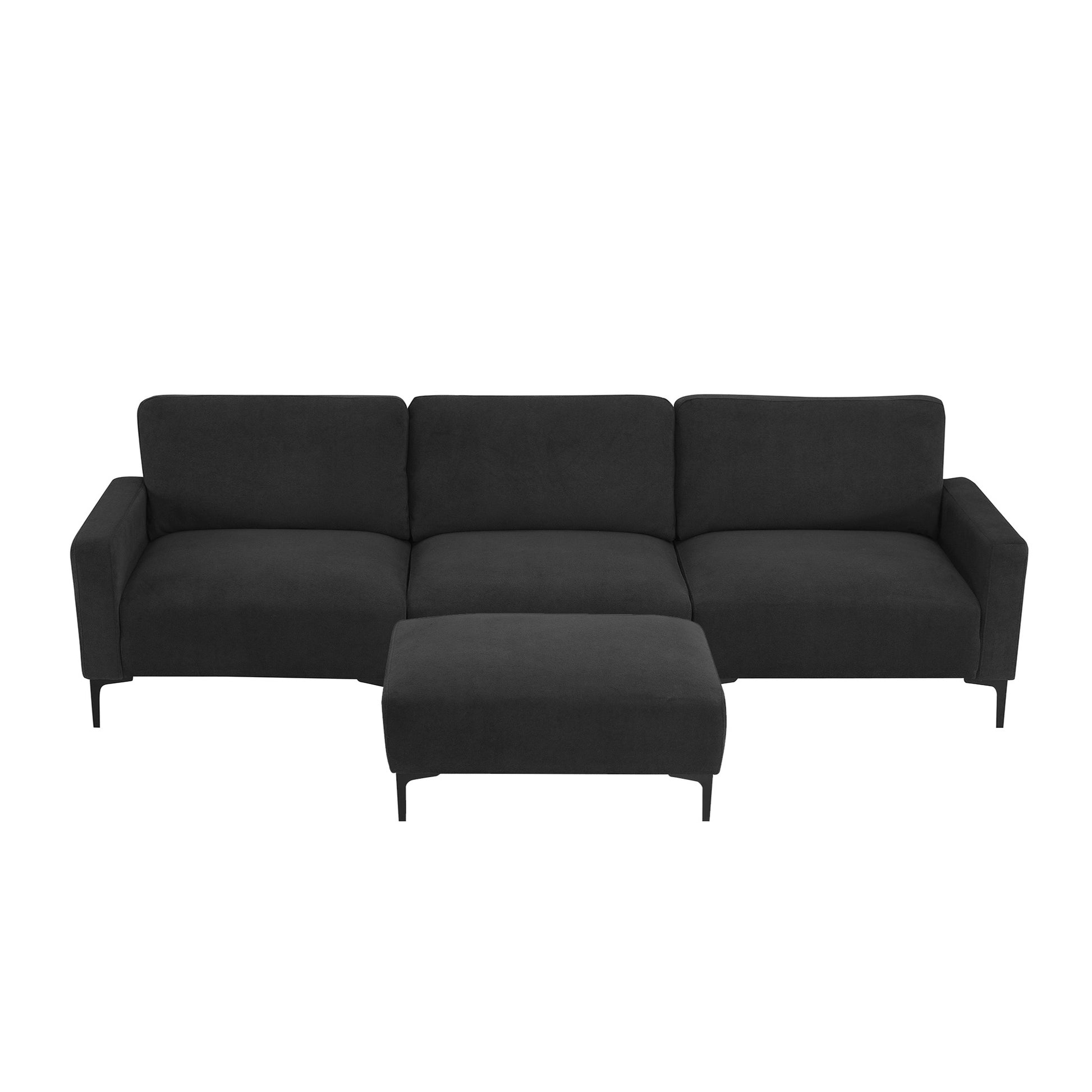 103.5*59" Modern L Shaped Sectional Sofa, 4 Seat Velvet Fabric Couch Set With Convertible Ottoman,Freely Combinable Sofa For Living Room, Apartment, Office,Apartment,2 Colors Black Velvet 4 Seat