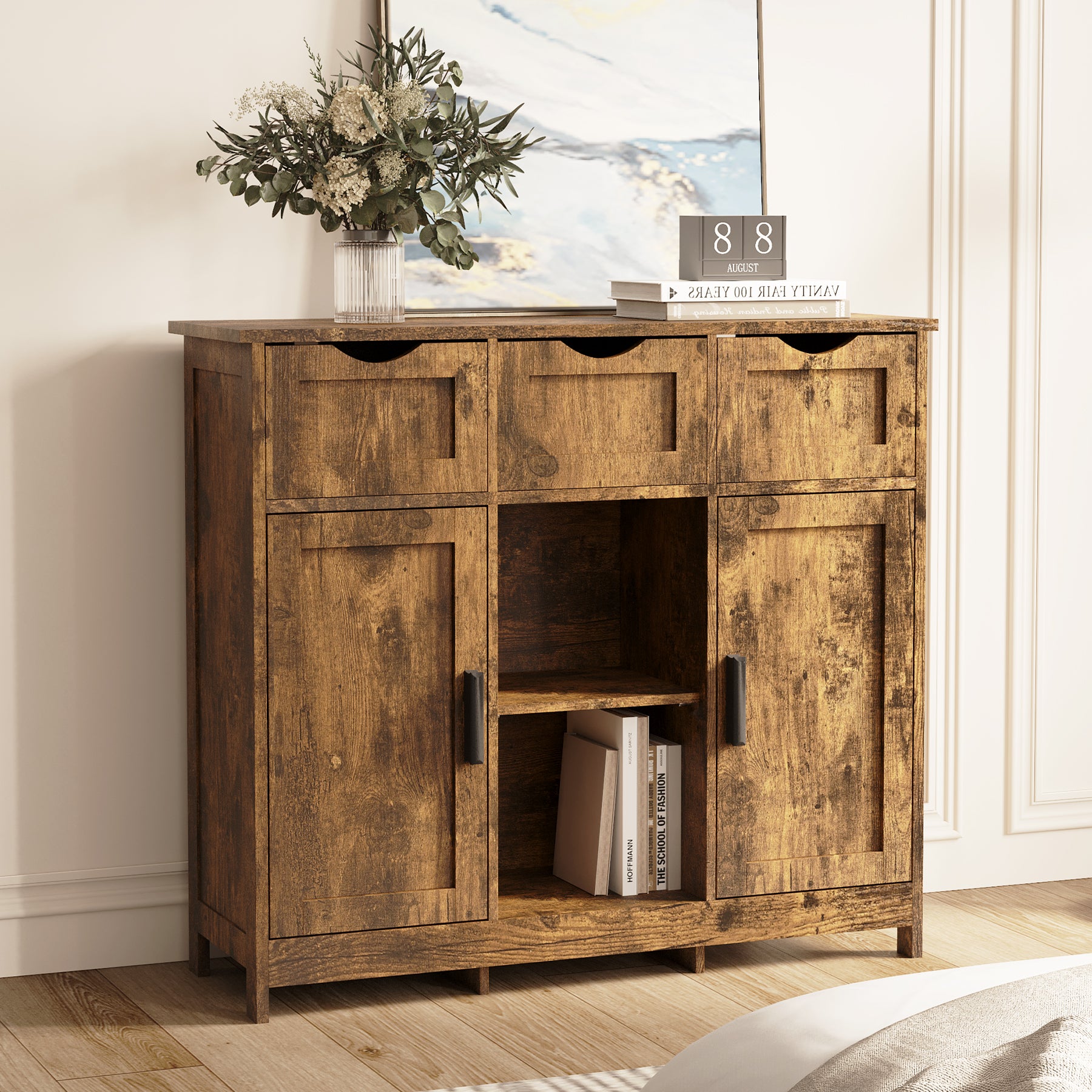 Storage Cabinets,Wooden Floor Cabinet,With Drawers And Shelves Storage Cabinets,Accent Cabinet For Living Room,Bedroom,Bathroom Furniture Home Decor Vintage Vintage Particle Board