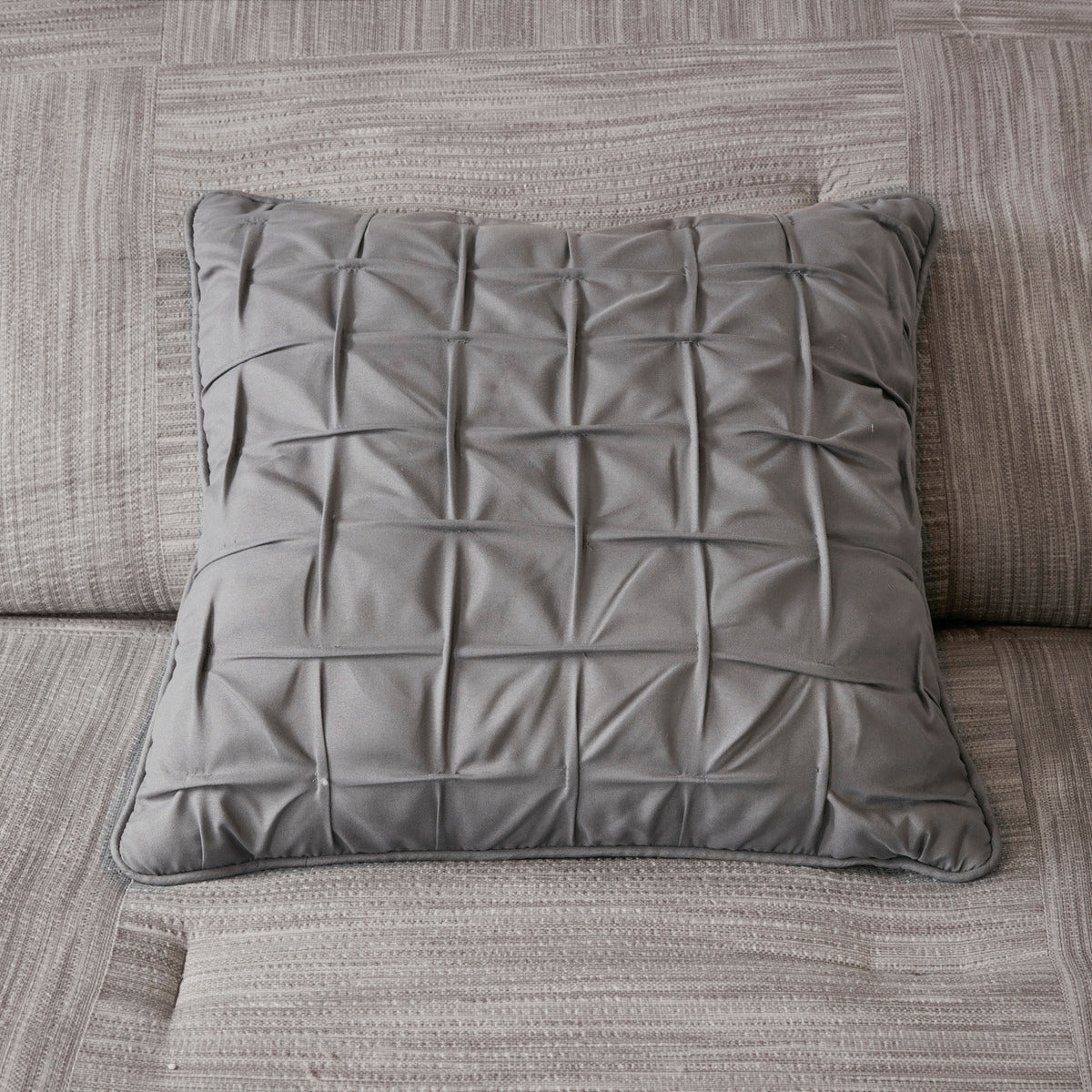 7 Piece Printed Seersucker Comforter Set Grey Queen Queen Grey Polyester