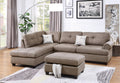 Contemporary 3 Pcs Sectional Sofa Mocha Dorris Fabric Cushion Sofa Chaise Ottoman Reversible Couch Pillows Mocha Wood Primary Living Space Tufted Back Contemporary,Modern L Shaped Rubberwood Particle Board 5 Seat