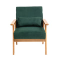 Leisure Chair With Solid Wood Armrest And Feet, Leisure Chair, Wood Frame, Velvet, L, Solid Rubber Wood Legs, Mid Century Modern Accent Chair, For Living Room Bedroom Studio Chair Emerald Corduroy