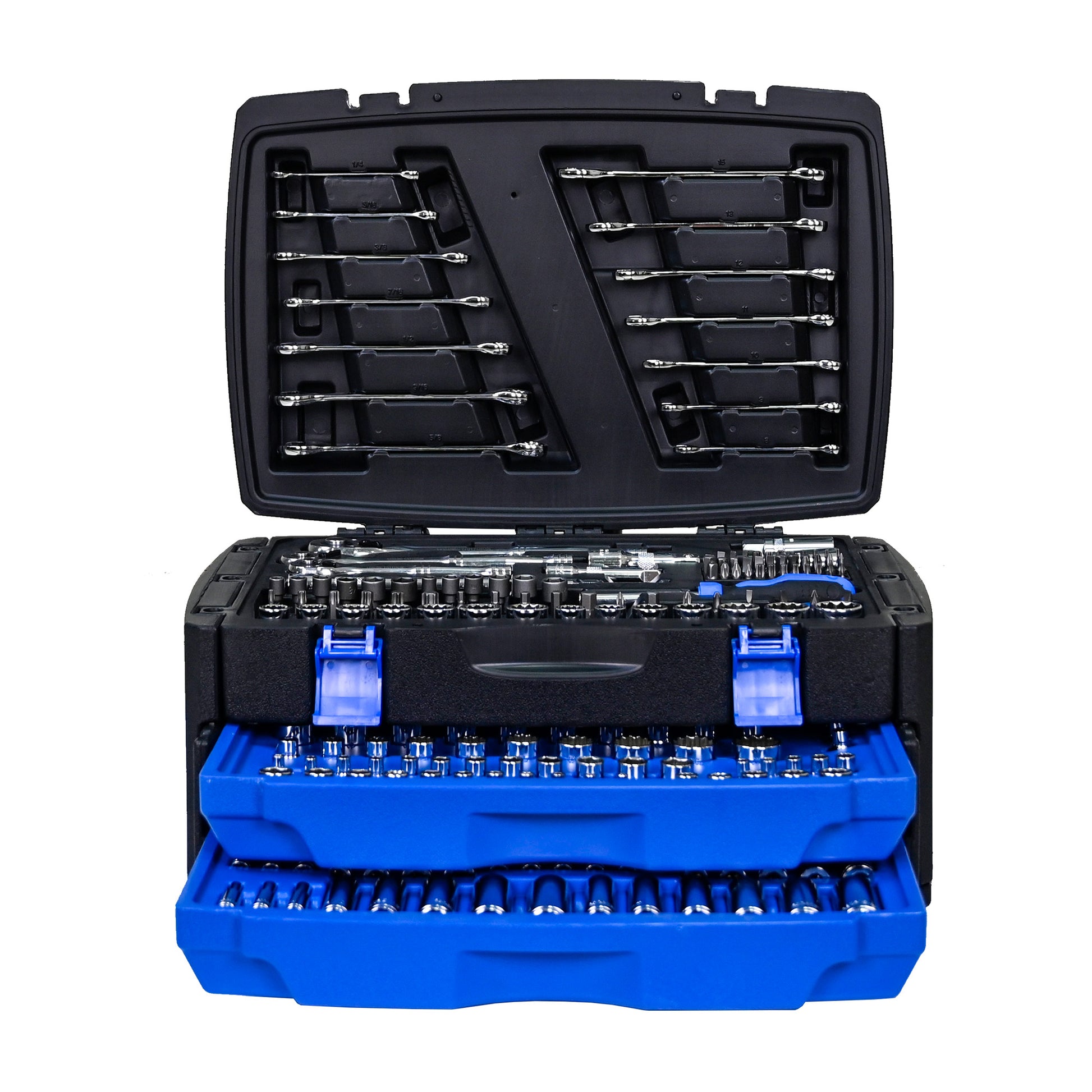 Black Hand Tool Box With Toolset 266Pcs Black Blue Carbon Steel