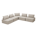 Modern Modular L Shaped Chenille Sofa With Movable Cushions, Hidden Legs, And Spring Cushions Customizable For Living Room And Multiple Spaces Beige Color Beige Chenille 5 Seat