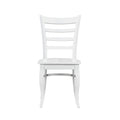 White Finish 3Pc Set Round Table And Two Chairs Set Wooden Ladder Back Casual Farmhouse Style Kitchen Dining Room Furniture Wood Wood White Ladder Back Seats 2 Wood Dining Room Casual,Farmhouse