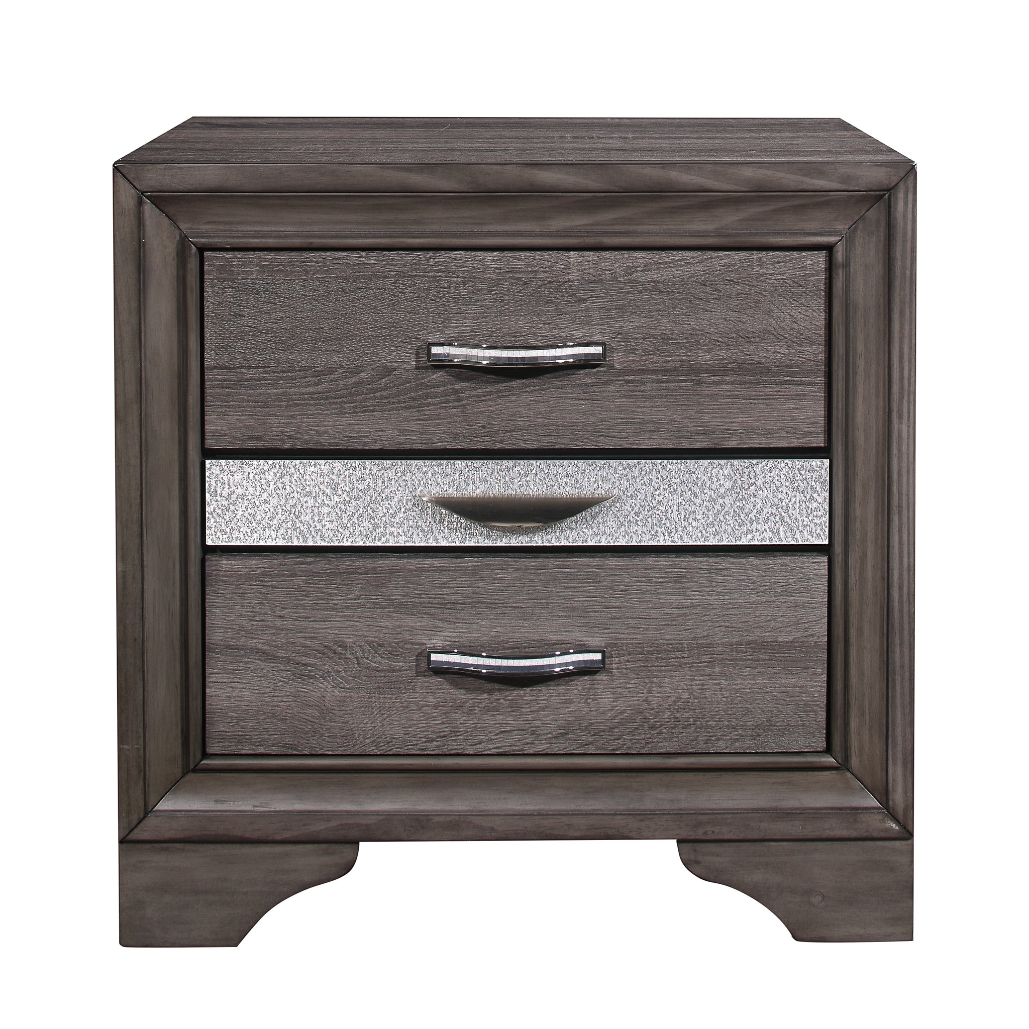 Ryder Sparkle Grey Nightstand Gray Solid Wood Mdf