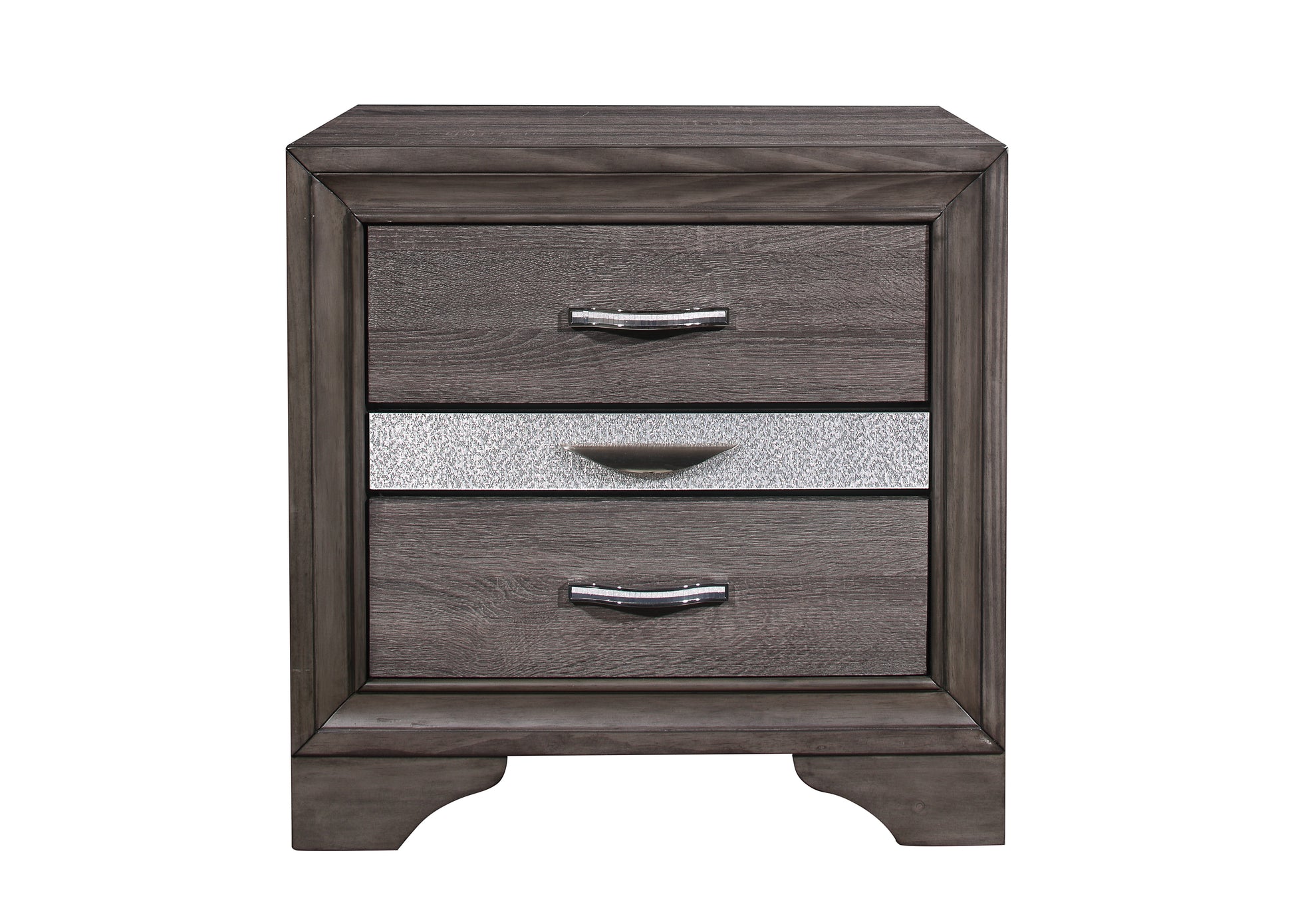 Ryder Sparkle Grey Nightstand Gray Solid Wood Mdf