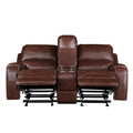 Keily Manual Reclining Glider Loveseat Dark Brown Dark Brown Faux Leather 2 Seat