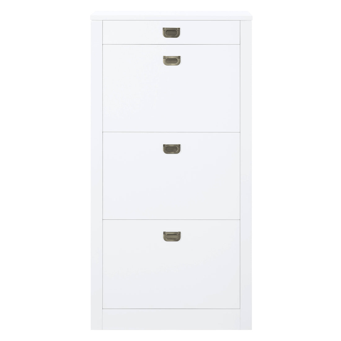 Bailey White High Gloss Shoe Cabinet With 4 Drawers Freestanding White Primary Living Space Drawers Included Modern Wood Metal