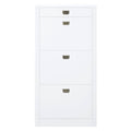 Bailey White High Gloss Shoe Cabinet With 4 Drawers Freestanding White Primary Living Space Drawers Included Modern Wood Metal