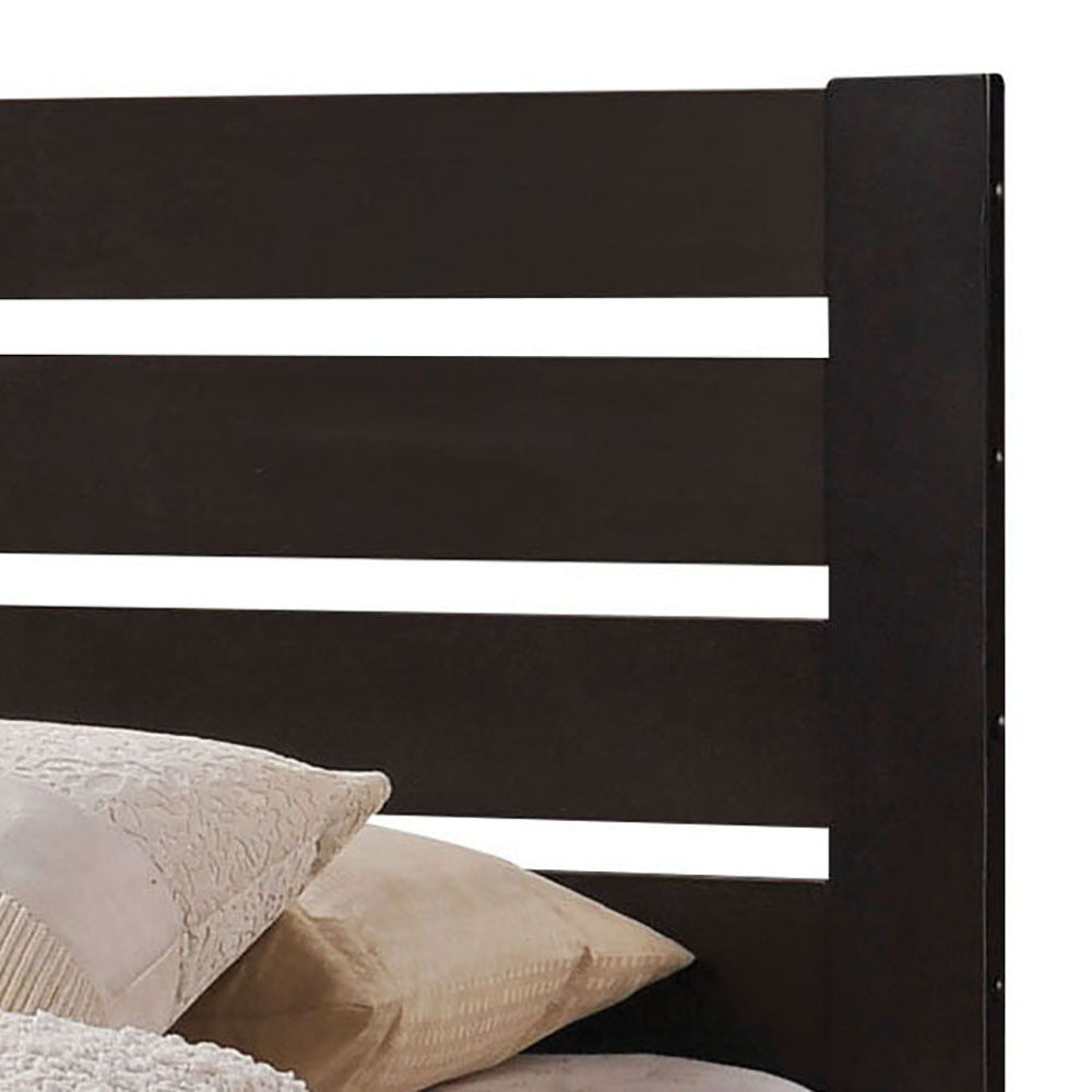 Espresso Platform Bed With Slat Headboard Full Espresso Wood Espresso Bedroom Transitional Poplar Wood